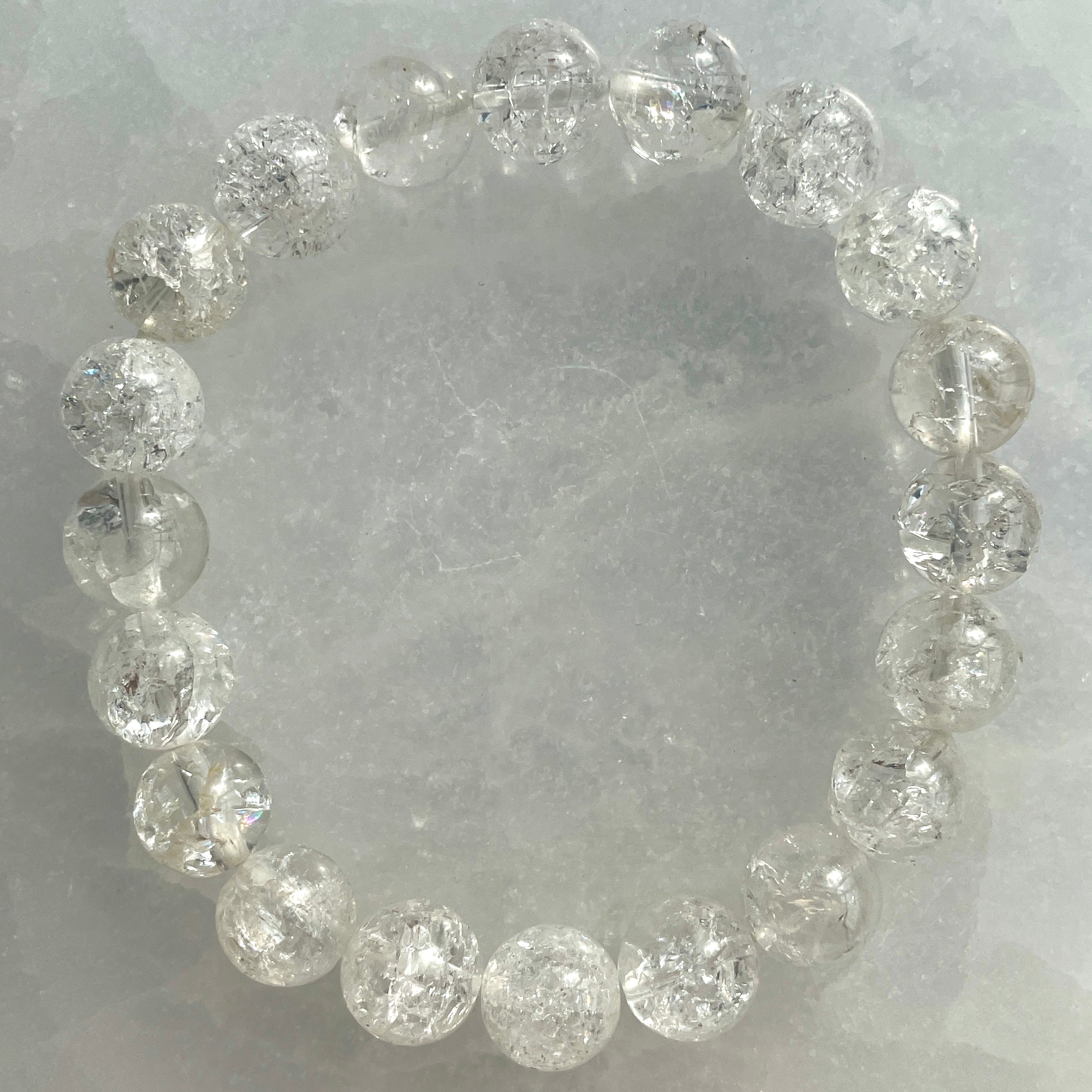 Cracked Clear Quartz Beads Bracelet - 10mm Cracked Clear Quartz Beads Bracelet - 10mm